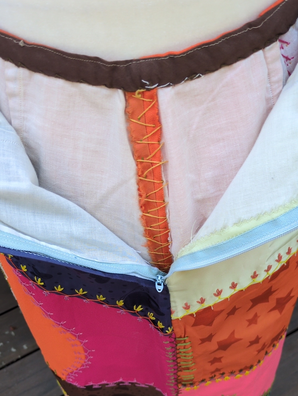 OOAK Festival Boho Vintage Crazy Quilt Patchwork Skirt XS - Picture 13 of 14